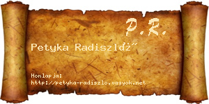 Petyka Radiszló névjegykártya